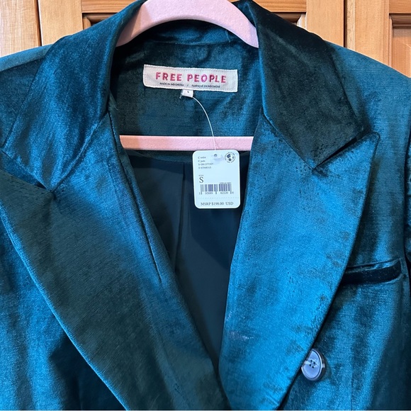 Free People Ashby velvet blazer - jade green NWT - Picture 4 of 9